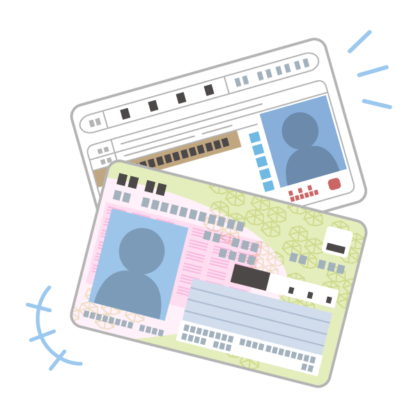 免許書とマイナンバーカードのイラスト